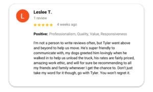 Haul ATX - Austin Moving Company Customer Reviews - Google Review - Leslee