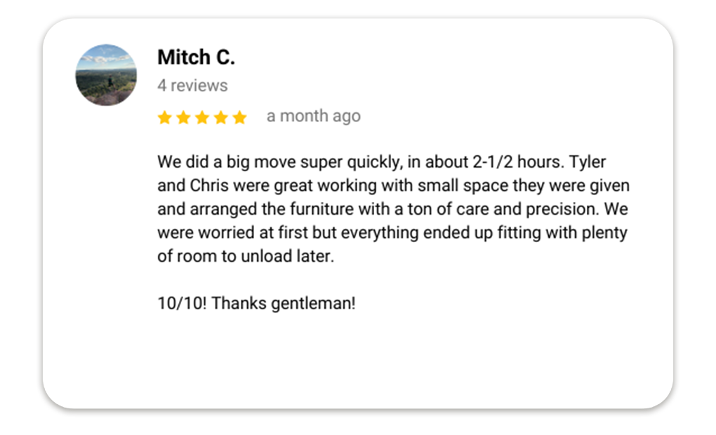 Haul ATX - Austin Moving Company Customer Reviews - Google Review - Mitch