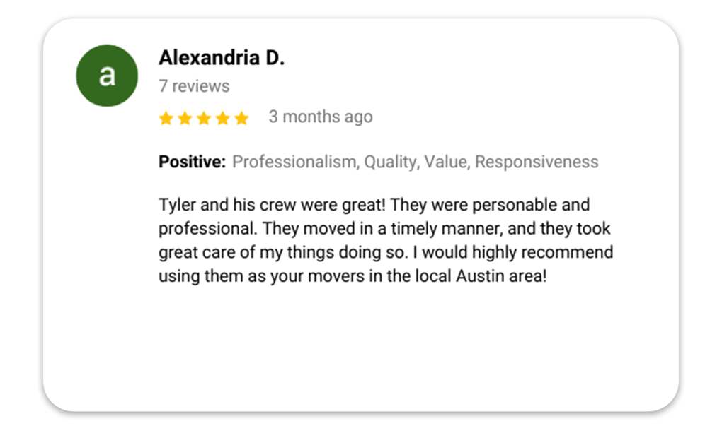 Haul ATX - Austin Moving Company Customer Reviews - Google Review - Alexandria